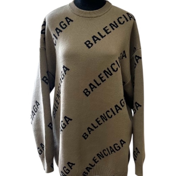 Balenciaga Logo Intarsia Oversize Women’s Crewneck Sweater - Picture 5 of 11
